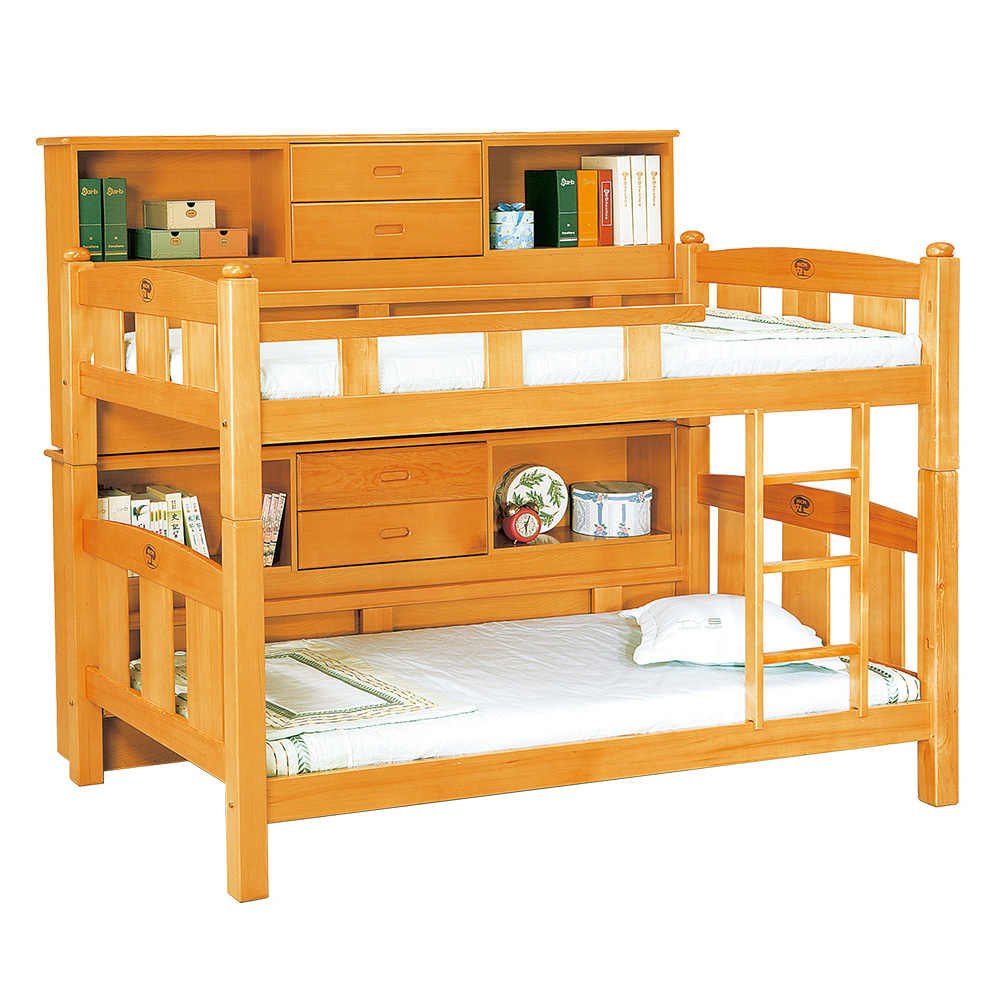 【唯熙傢俱】比特檜木色3.5尺床邊櫃雙層床組