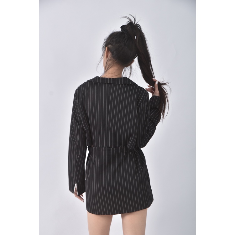 (S) 【安于晴Charlene私服】y j質感西裝露腰黑色洋裝二手衣, , large