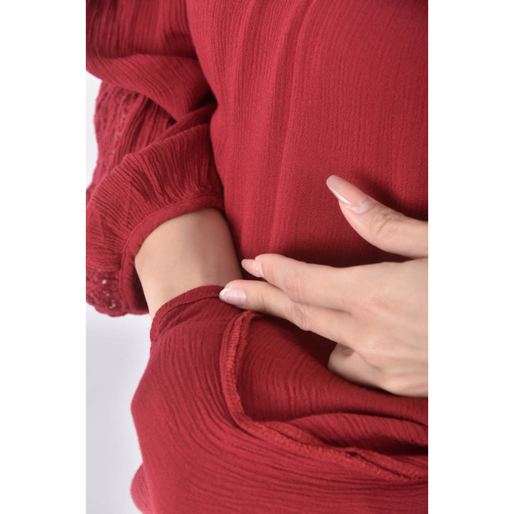 (M) 花紋紅色長袖上衣二手衣, , large