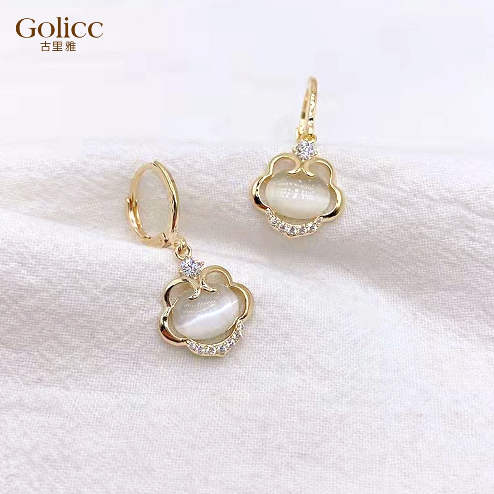 【Gulicc】古莉可 耳環 如意平安鎖耳飾, , large