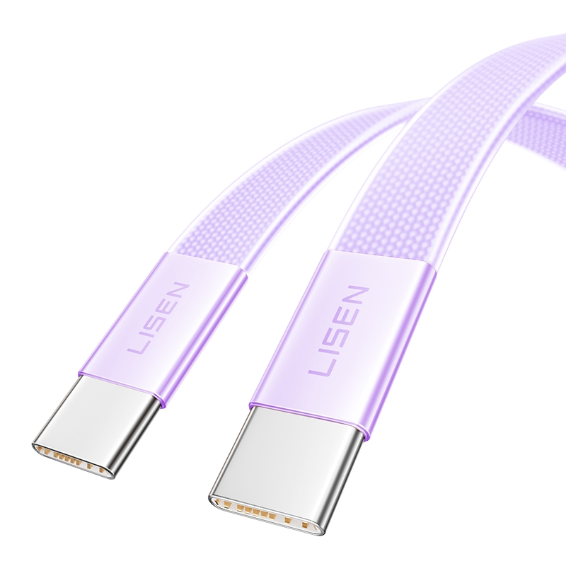 【LISEN】60W L601 Air Cable 超薄快充線 雙Type-C 100公分 紫色, , large