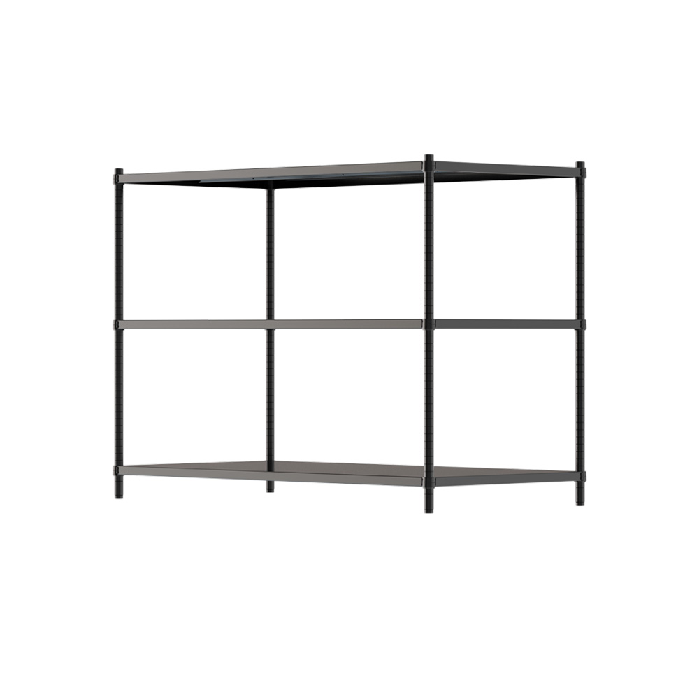 【Y HOUSE】120x60x75cm three-layer hole-free iron plate storage rack rack iron rack - black paint, , large