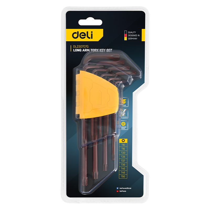 【deli tools】Star Wrench L-Shaped Wrench 9-Piece Set Upgraded Semi-Pro Series, , large