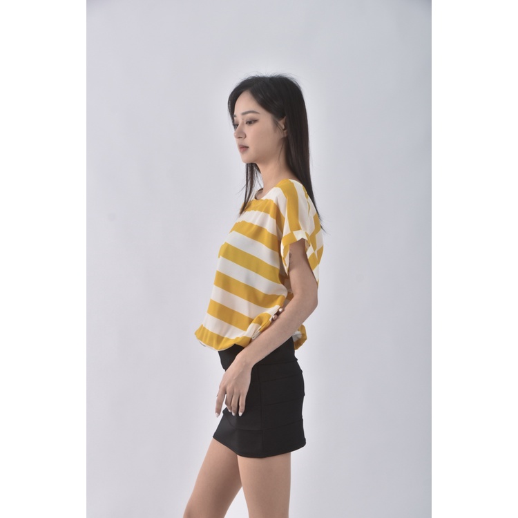 (XL) 質感條紋黃色洋裝二手衣, , large
