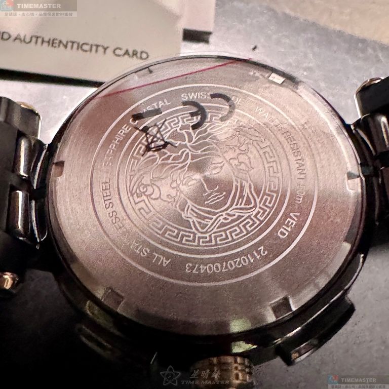 [星晴錶業]VERSACE手錶,46mm,VS11731黑色錶面古銅色錶殼黑金色精鋼錶帶款, , large