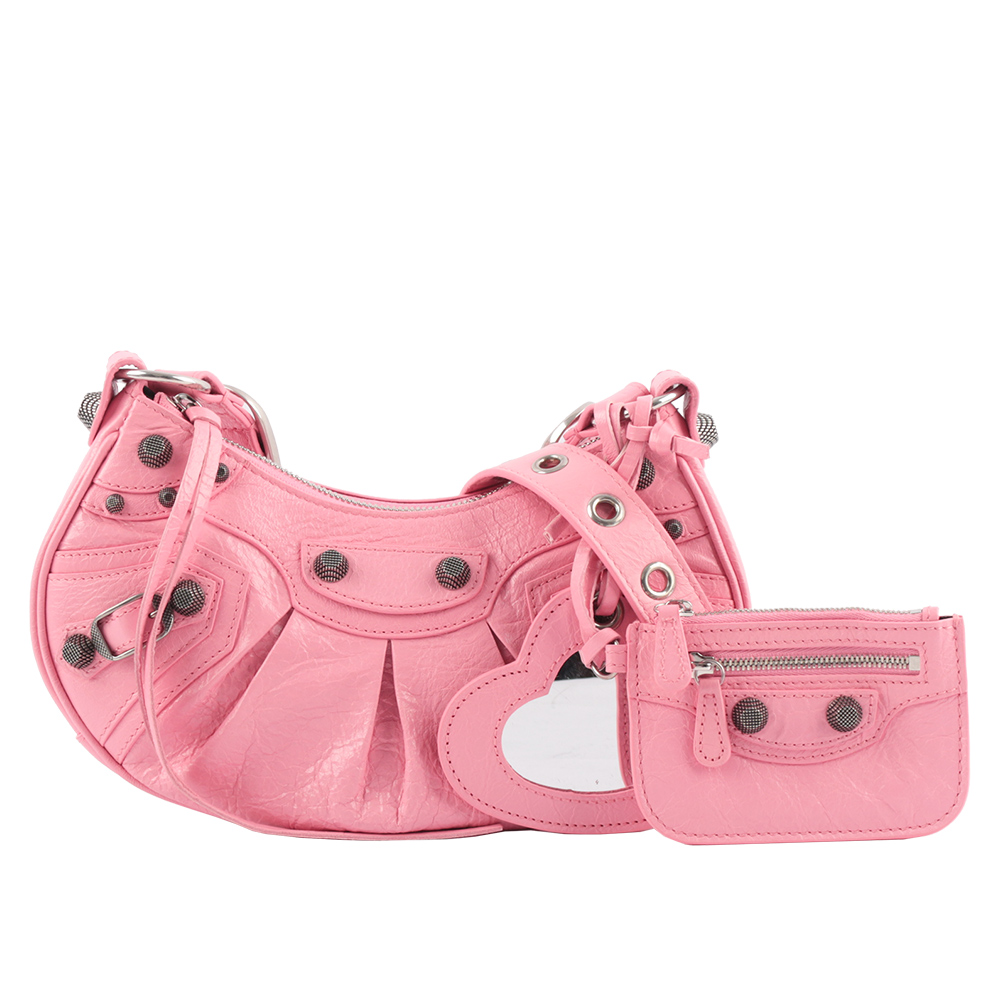BALENCIAGA Le Cagole XS 小羊皮半月可頌包/粉色, , large