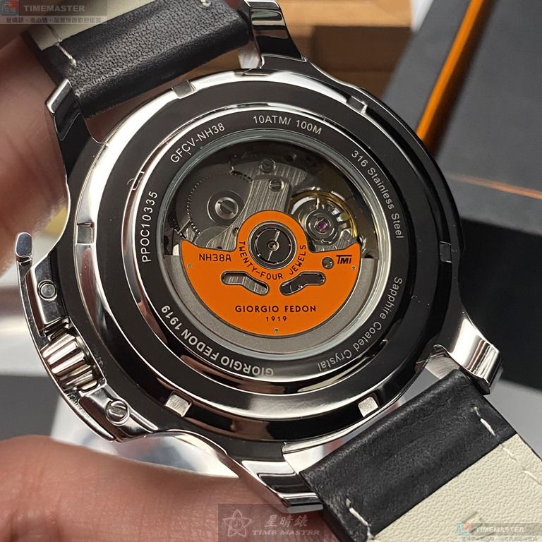[星晴錶業]GiorgioFedon1919手錶,46mm,GF00056內容錶面銀錶殼深黑色真皮皮革錶帶款, , large