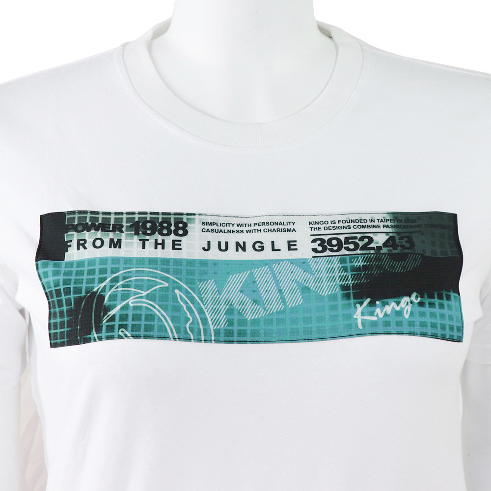 KINGO-大尺碼-女款 圓領T恤-白-514111, , large