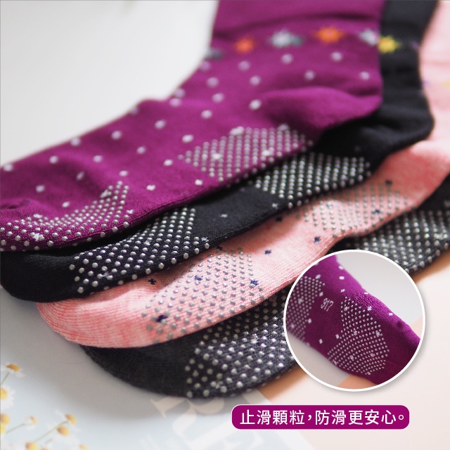 [Kaimei Cotton Industry] 6 pairs set, random and excellent, MIT made in Taiwan, no bunch marks, wide mouth women's version of senior socks - small flower dot style, , large