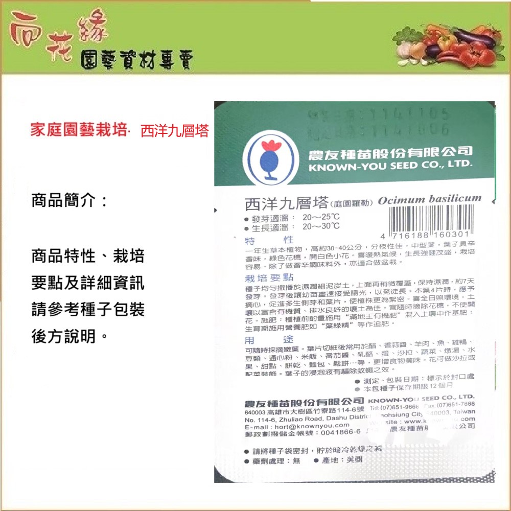 NongYou Sweet Basil Herb Seeds, , large