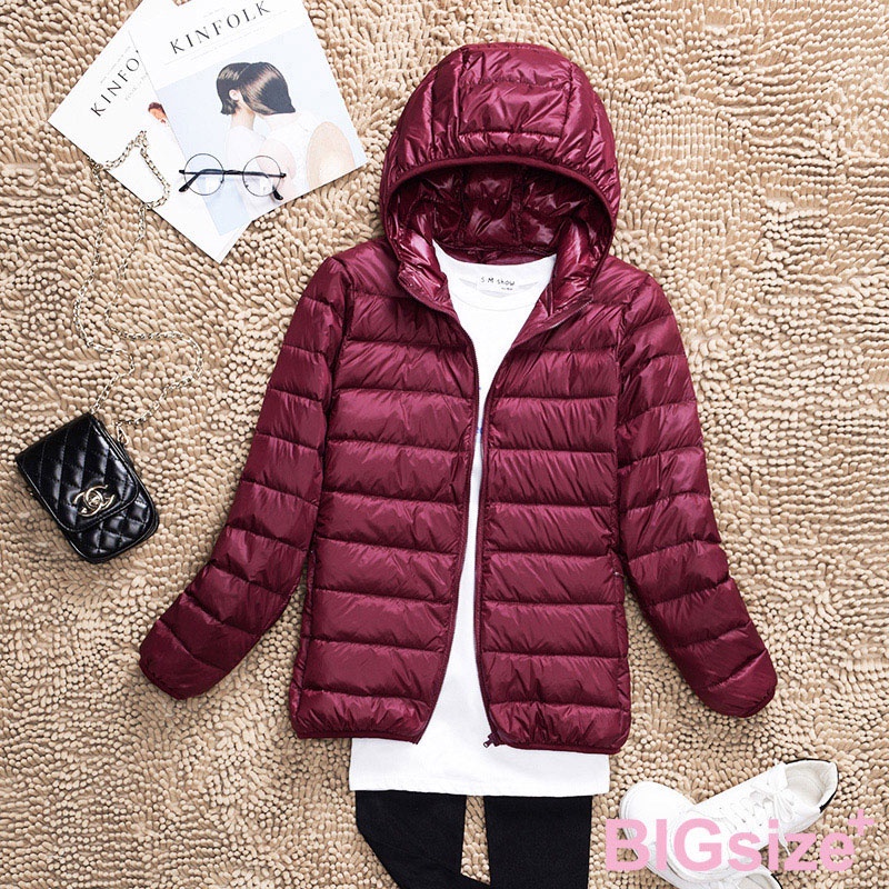 大尺碼-白鴨絨羽絨外套-紫/黑/酒紅-0108610, , large