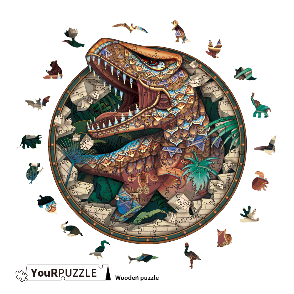 [積木共和國] 【YouRPUZZLE】圓形恐龍(檢驗合格 不規則木製拼圖), , large