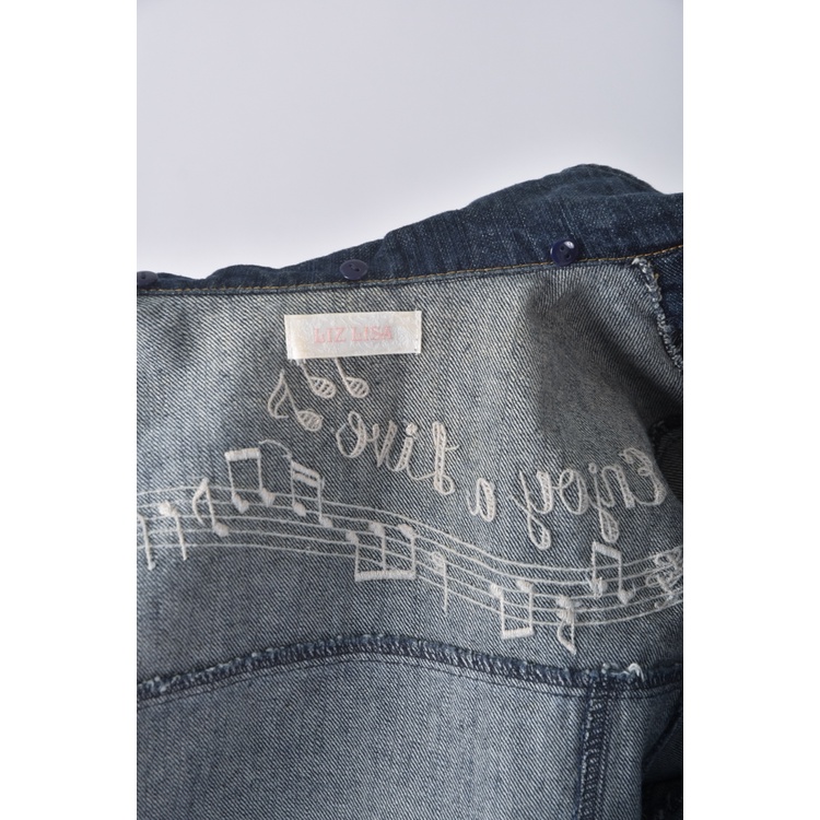 (M) 【房業涵私服】liz lisa丹寧牛仔音符刺繡藍色外套二手衣, , large