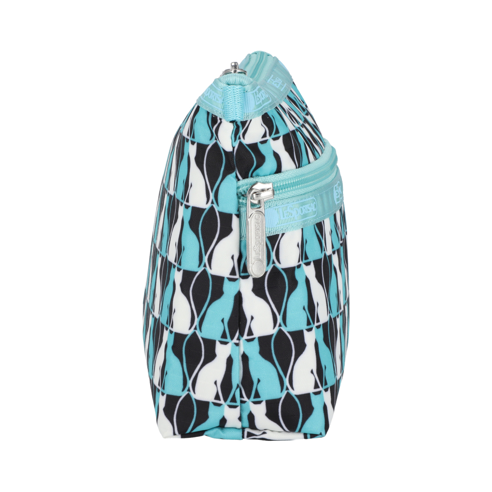 LeSportsac COSMETIC CLUTCH 雙層拉鍊化妝包 - 鏡中貓影, , large