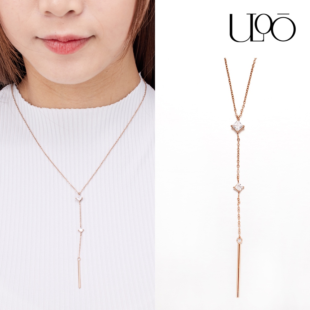 ULOO Glimmer 氣質佳人流線項鍊-玫瑰金 UN4003330, , large