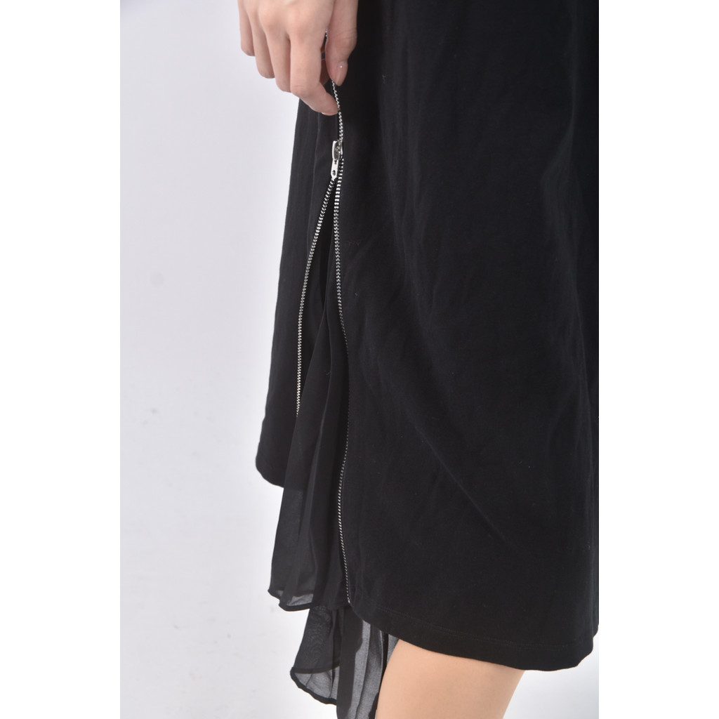 (L) s deer質感棉質印花黑色洋裝二手衣, , large