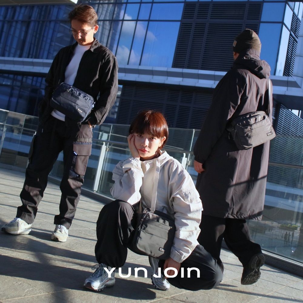 【YUNJOIN】Tech 橫式多層斜跨包-灰色, , large