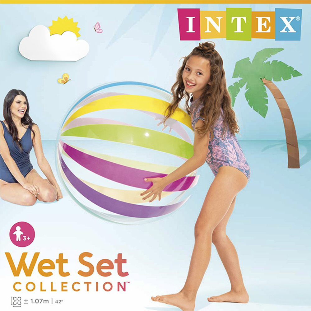 INTEX Extra Large Colorful Striped Inflatable Play Ball, Beach Ball, Inflatable Ball, Toy Ball, Summer Water Play Ball, Kindergarten Inflatable Ball, , large