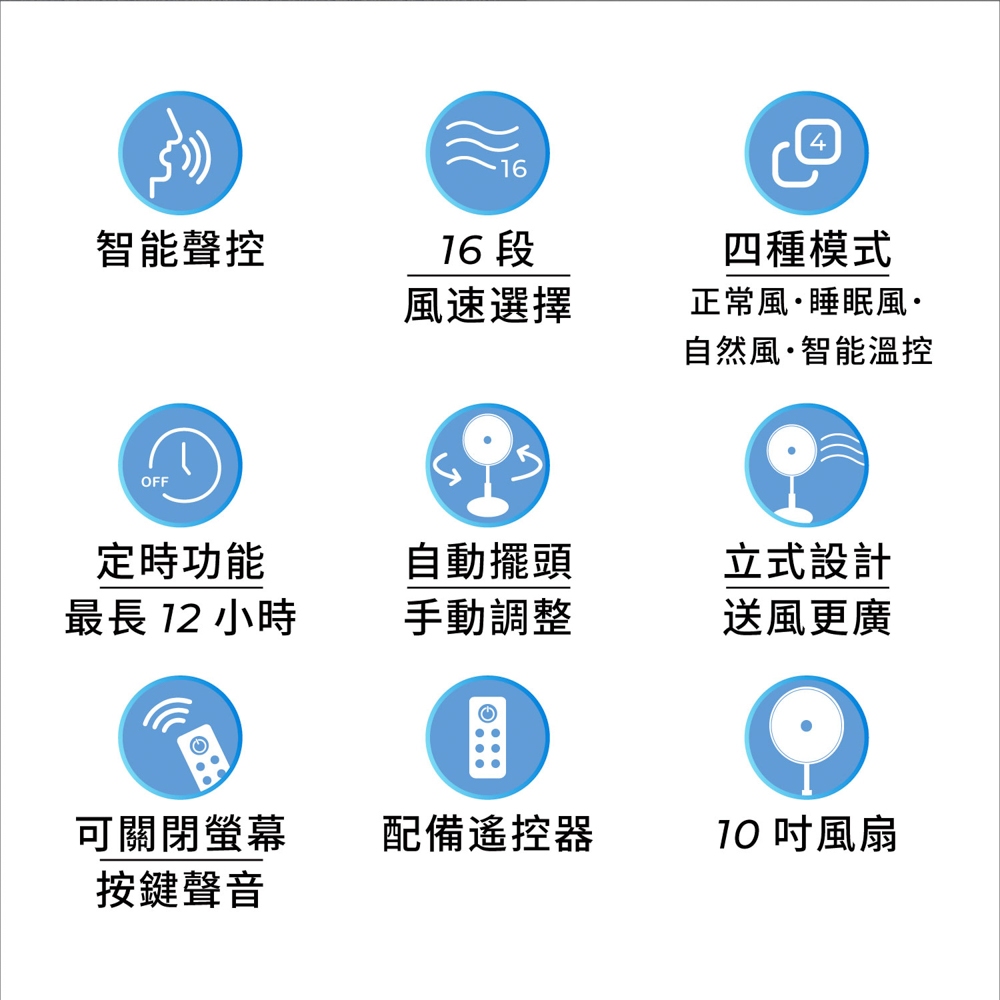 AIWA 愛華 10吋智能聲控循環扇 SDF-1001, , large