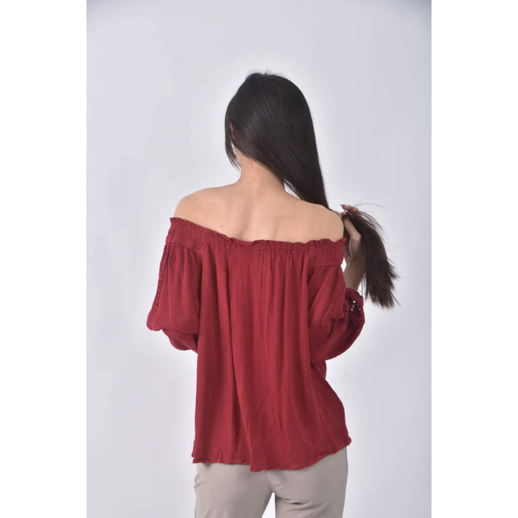 (M) 花紋紅色長袖上衣二手衣, , large