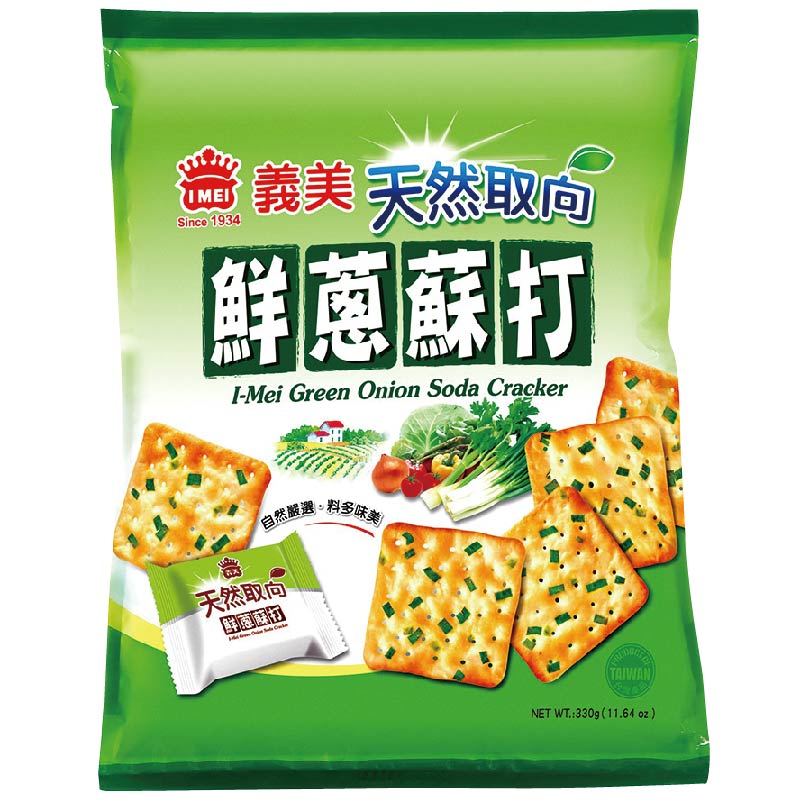 義美天然取向蘇打餅乾(鮮蔥)袋330G, , large