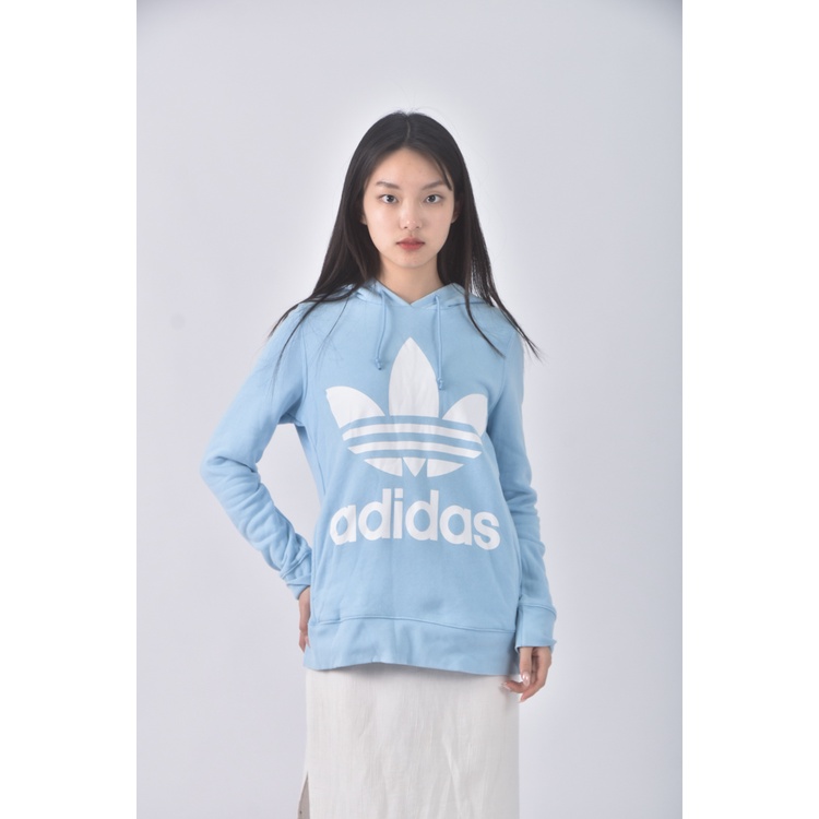 (S) adidas質感棉質連帽藍色長袖上衣二手衣