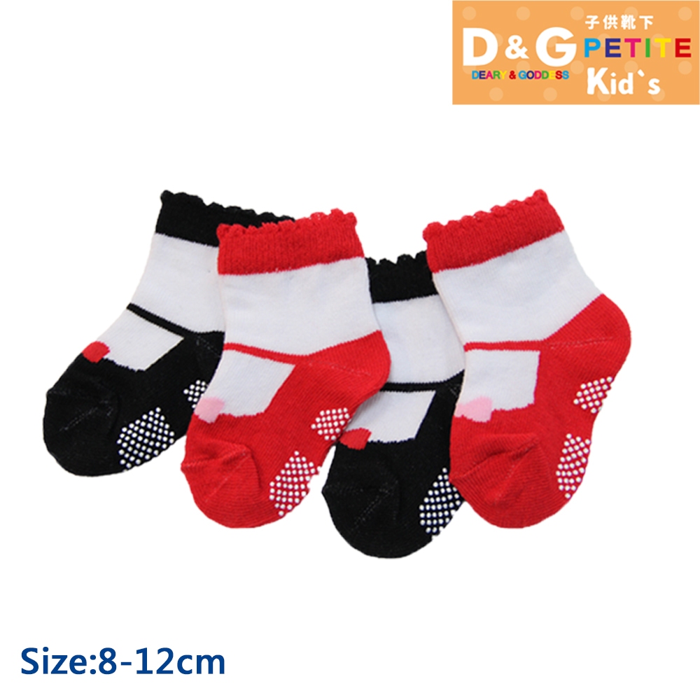 【D&G】蝴蝶結仿鞋造型寶寶襪<黑,8-12cm>D375 腳底止滑 短襪 襪子, , large