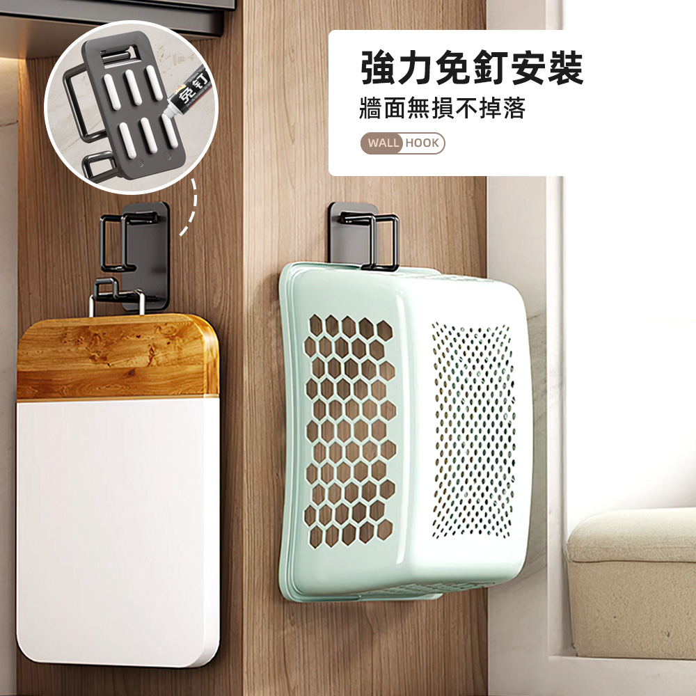 【上手家居】可折疊臉盆掛勾 2入組-黑色(臉盆架/臉盆掛鉤/浴室掛勾/浴室置物), , large