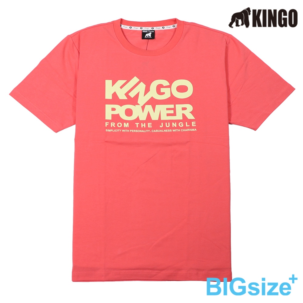 KINGO-大尺碼-男款 圓領T恤-橘-413116, , large