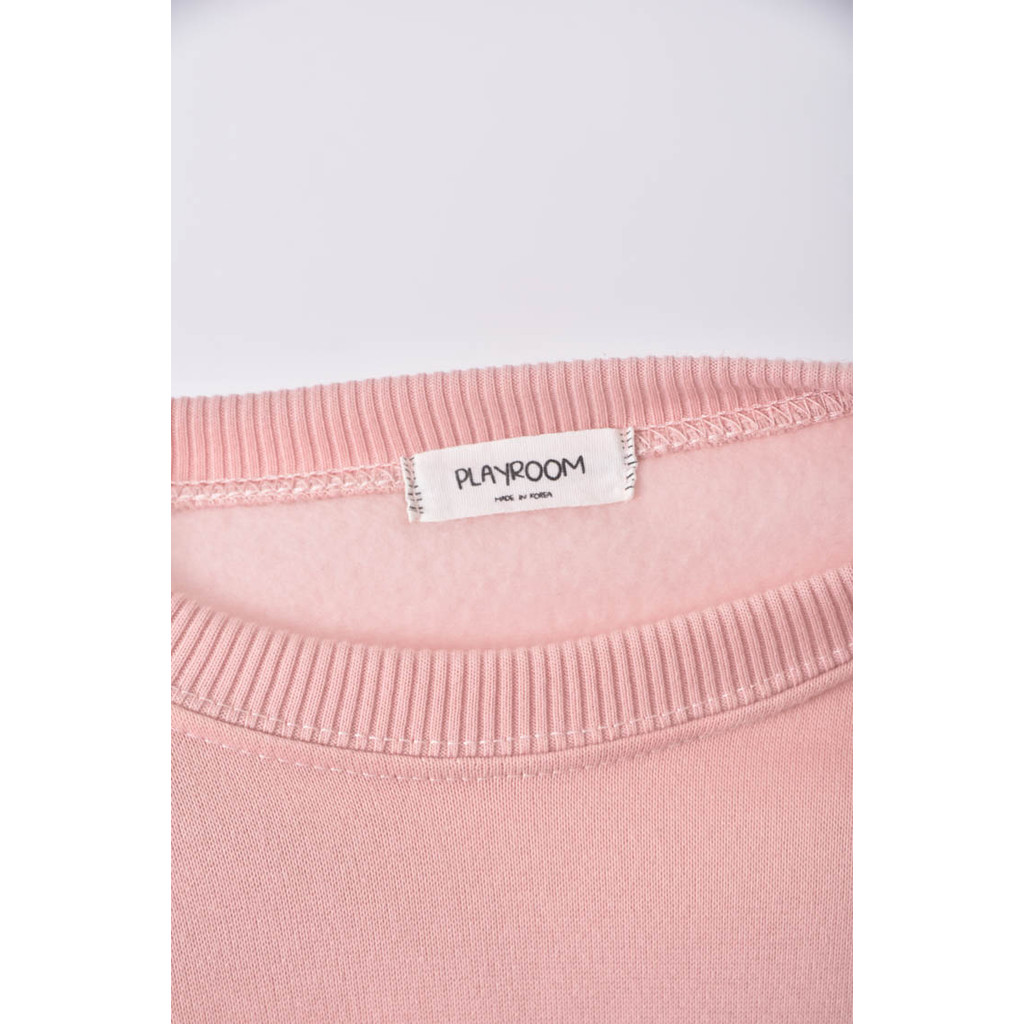 (F) 【又又私服】playroom韓牌運動素面粉色長袖上衣二手衣, , large