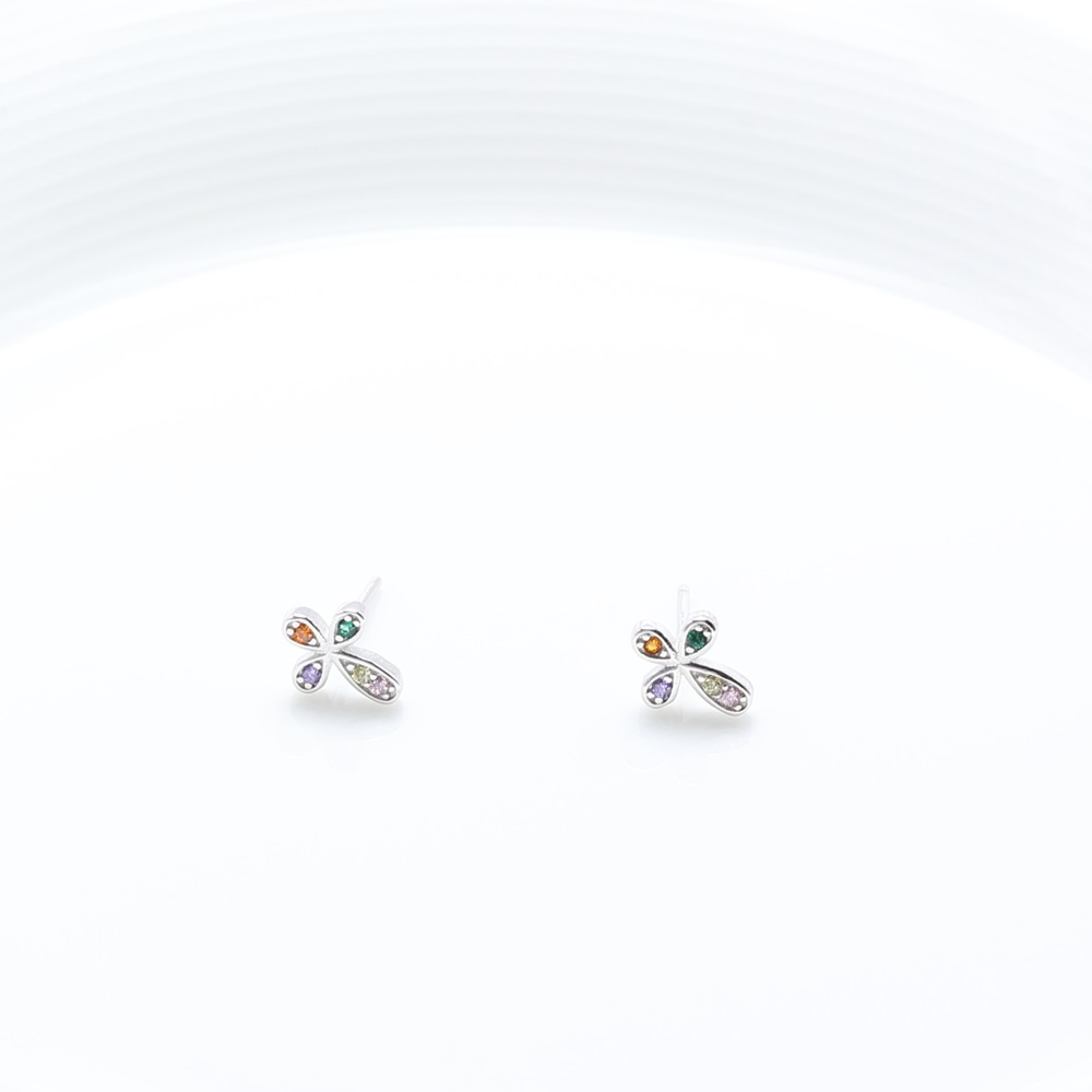 【Angel & Me】微鑲 彩鑽 十字架 s925 純銀耳環 耳夾 生日禮物, , large