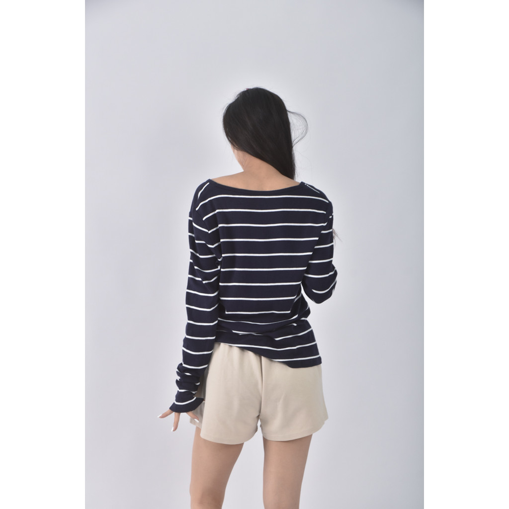 (XL) gap棉質條紋藍色長袖上衣二手衣, , large