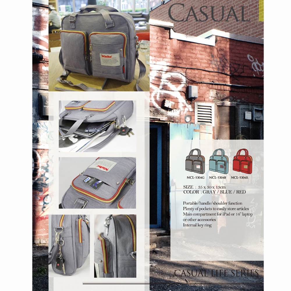 【Niche 樂奇】高密度尼龍防潑水公事包 手提包 側背包 NCL-5304, , large