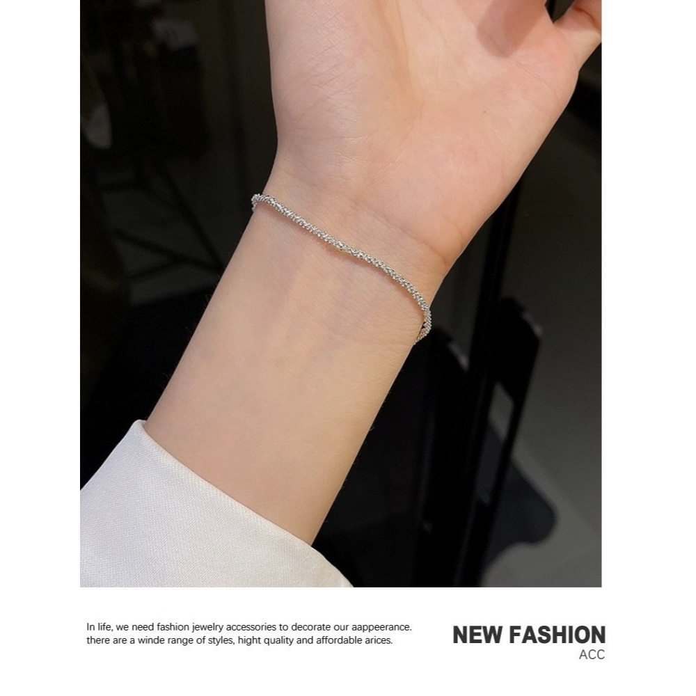 s925純銀一閃一閃亮晶晶單層手鍊-附馬卡收納盒, , large