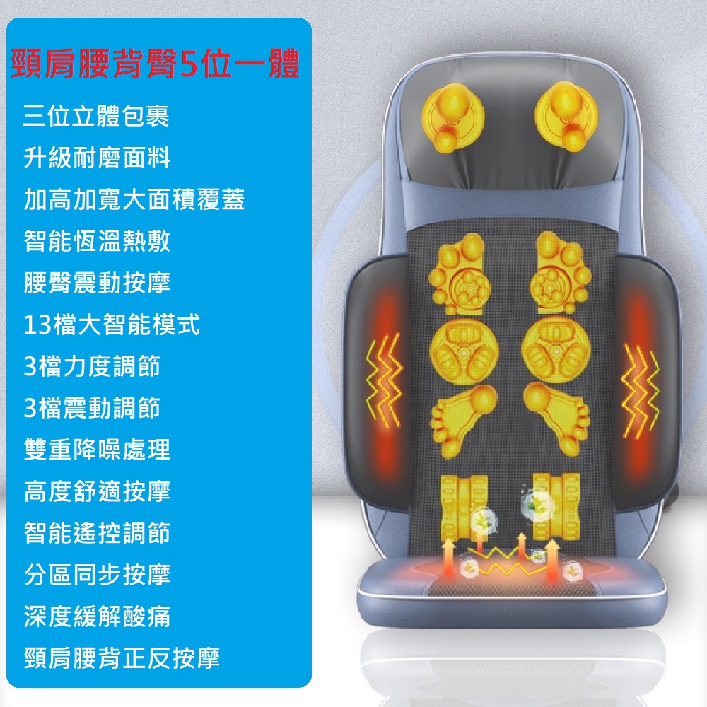 【Smart bearing 智慧魔力】旗艦款全自動背部按摩椅墊(5點按摩/熱敷/BSMI認證), , large