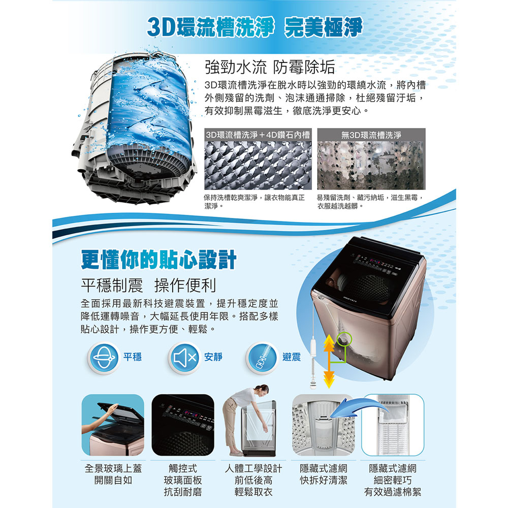 SANLUX 台灣三洋 17公斤 DD直流變頻 防鏽不鏽鋼 超音波洗衣機 SW-V17SA, , large