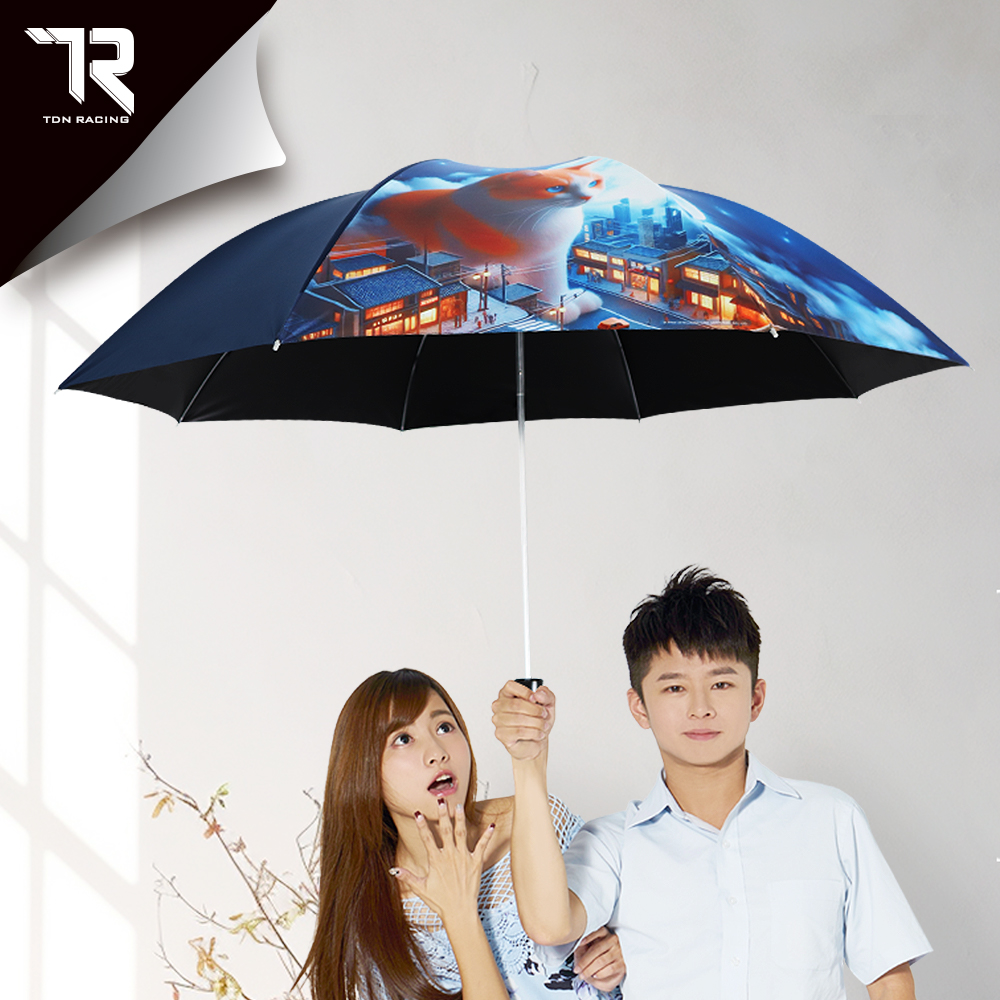 [TDN]月亮貓放大降溫秒收傘 瞬收傘反向傘(防風自動收傘B7433C)海軍藍, , large