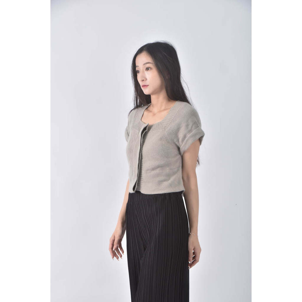 (XS（含）以下) tsesay線條灰色短袖上衣二手衣, , large