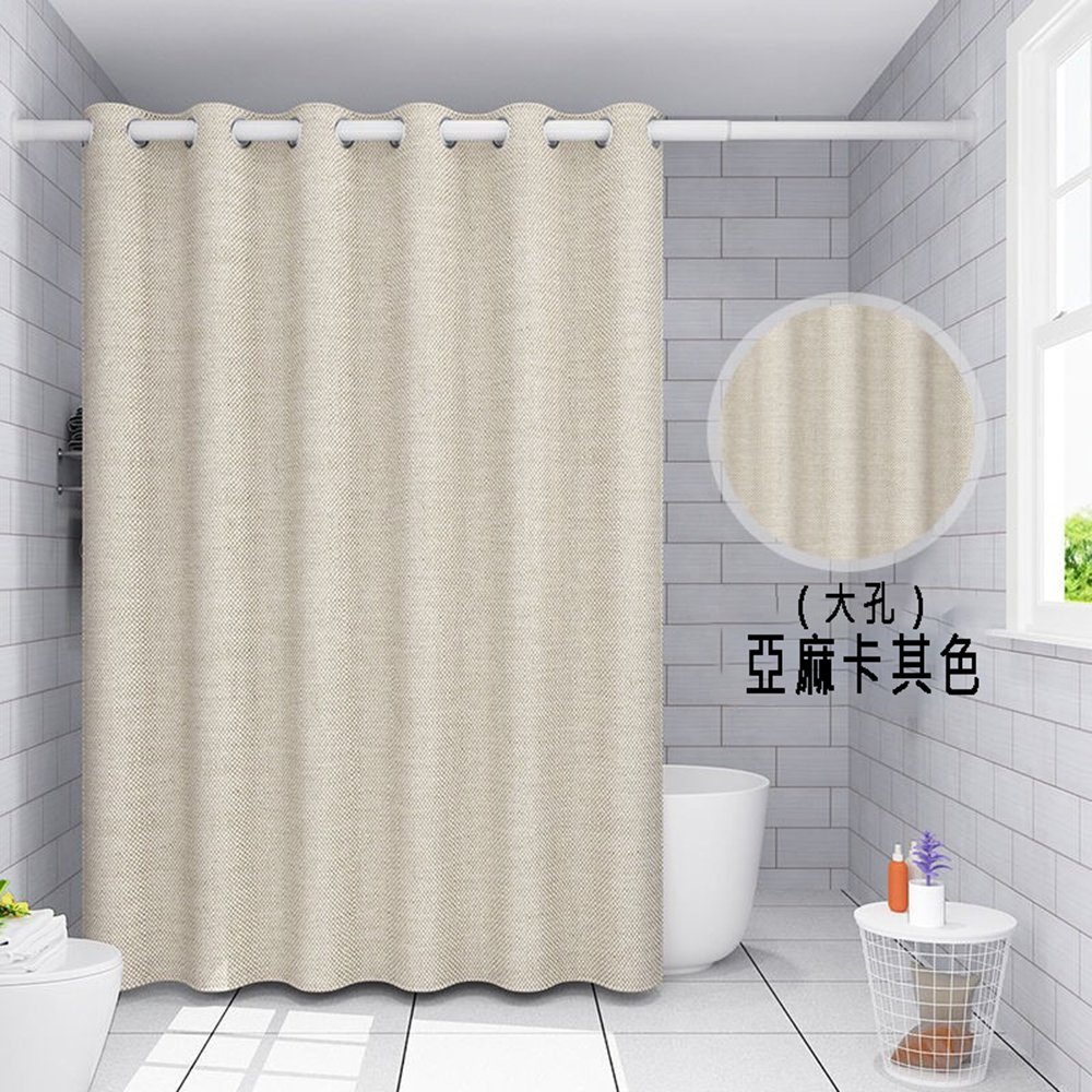 Thickened Roman-style shower curtain (180cm wide x 200cm high) made of imitation linen polyester fabric with large perforations, suitable for Nordic and waterproof applications., , large