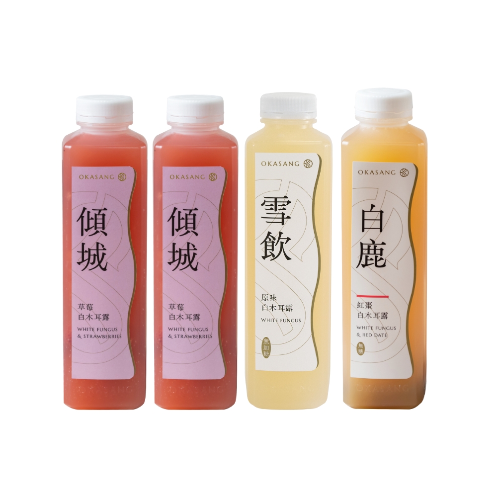 [日進生技]O卡桑莓美滋養組｜1000ml*4(草莓白木耳露*2、紅棗白木耳露(無加糖)*1、原味白木耳(無加糖)*1), , large