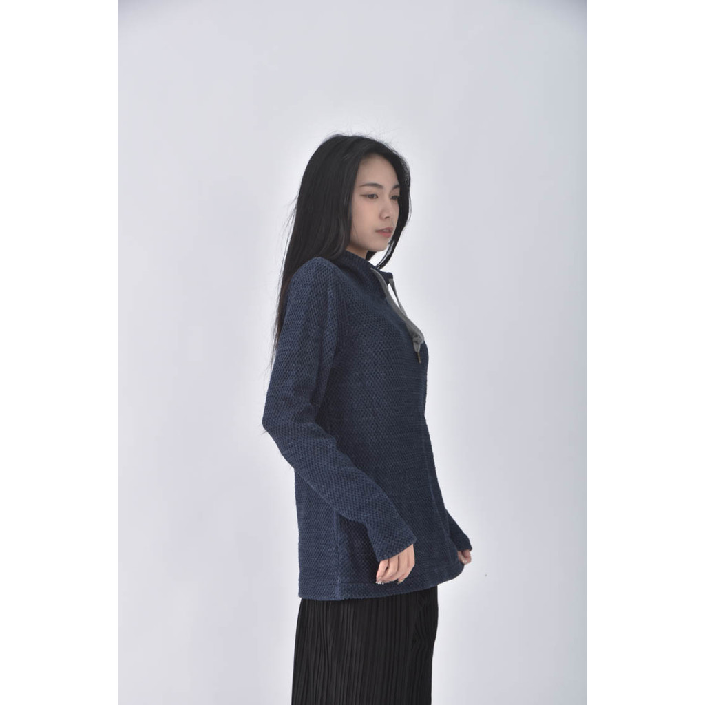 (S) roots質感棉質純棉藍色長袖上衣二手衣, , large