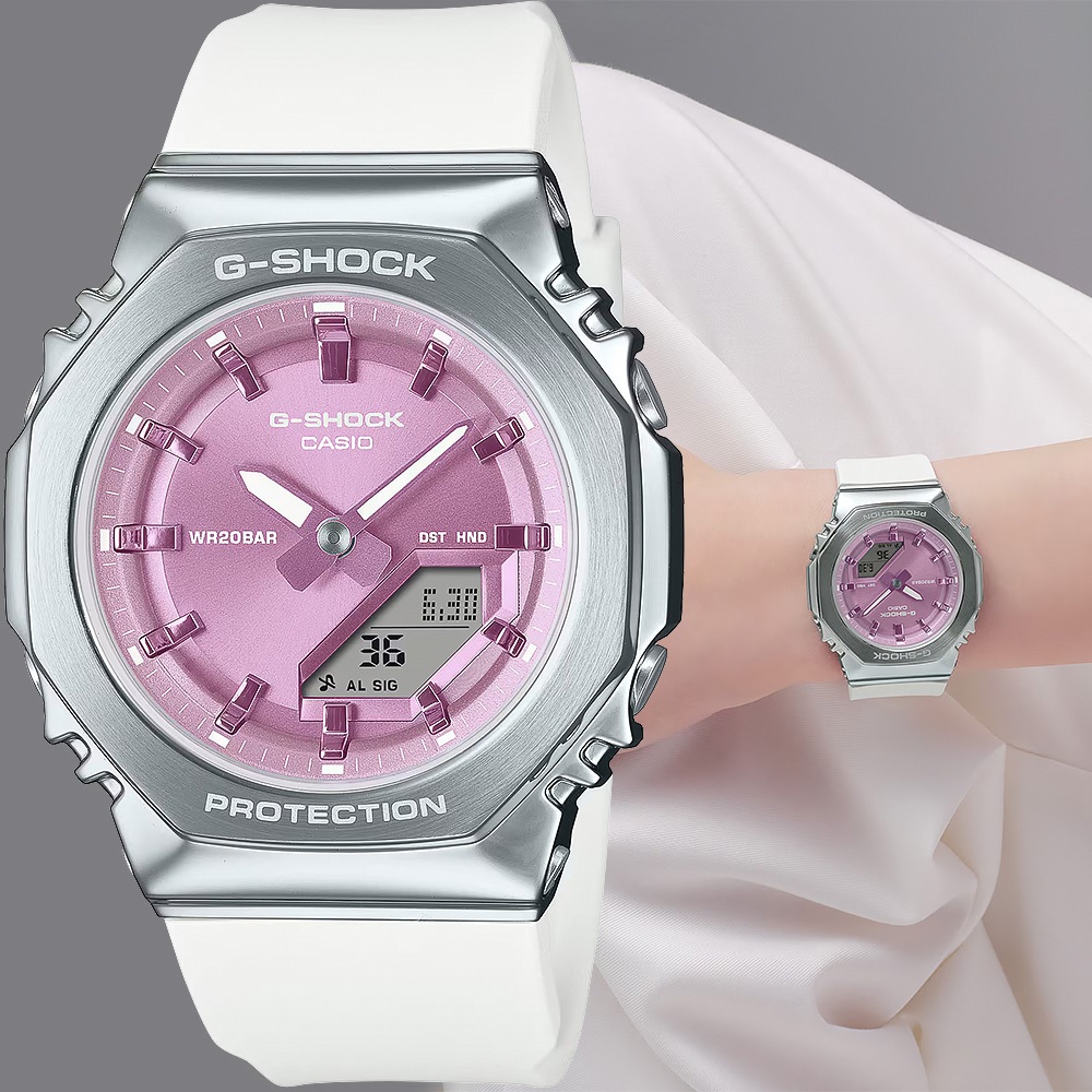 CASIO 卡西歐 G-SHOCK 粉彩金屬八角手錶 女錶 GM-S2110-7A6, , large