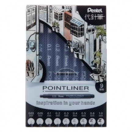 【 Pentel 飛龍 】POINTLINER代針筆9入製圖規格套裝 /套 S20P-9T