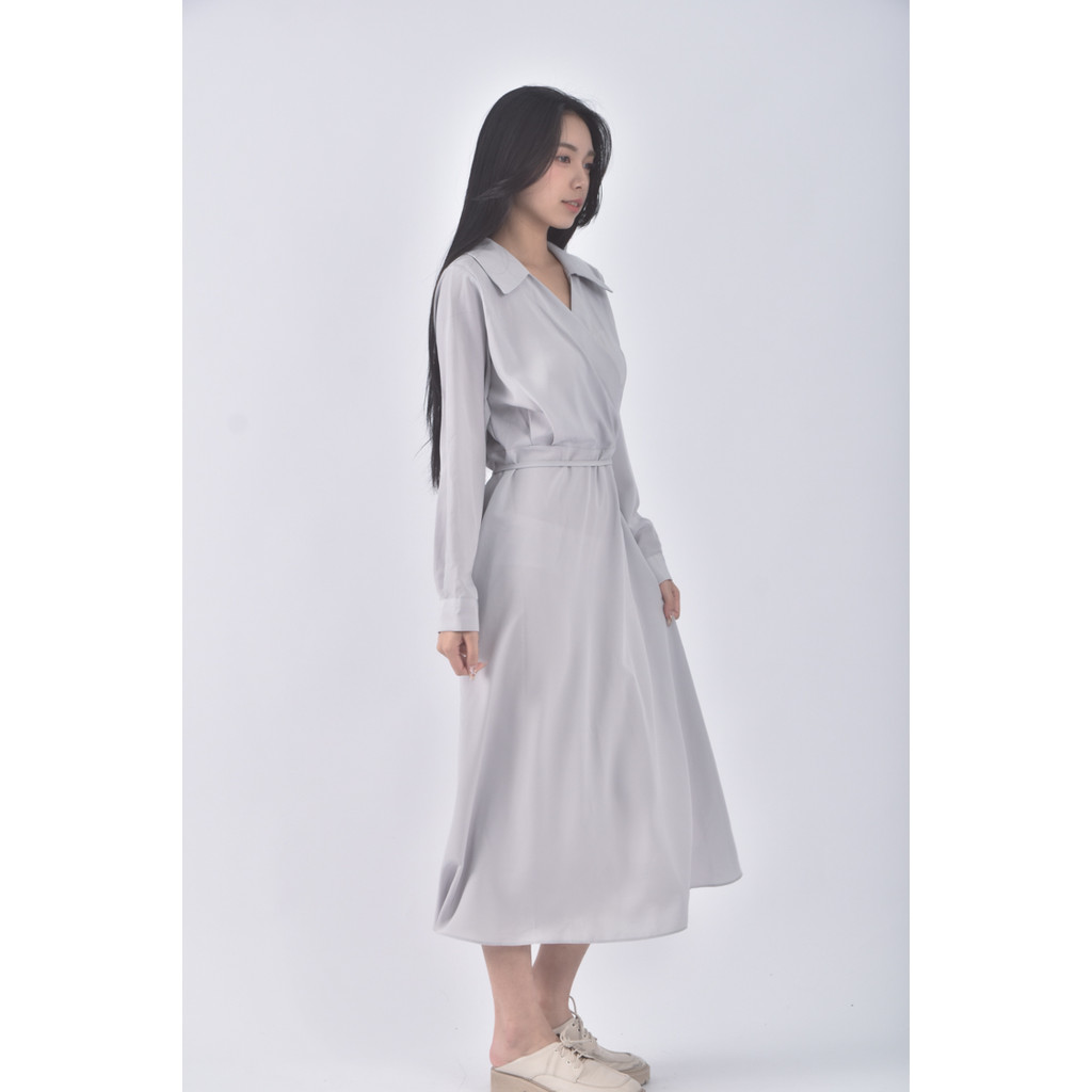 (M) fave seoul韓牌質感長袖綠色洋裝二手衣, , large