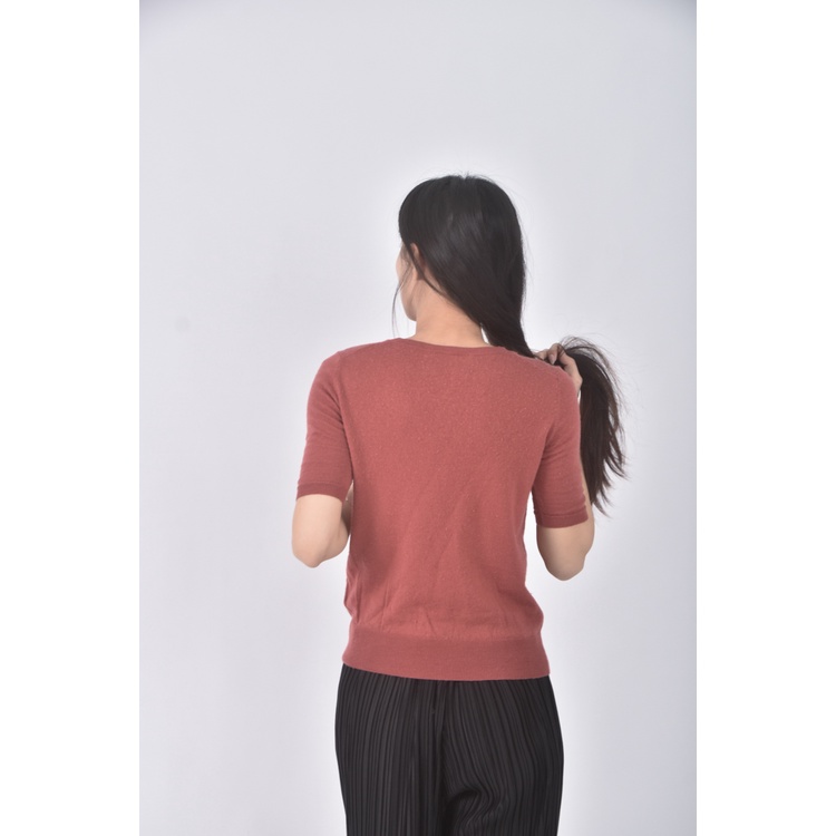 (S) uniqlo質感羊毛純羊毛紅色短袖上衣二手衣, , large