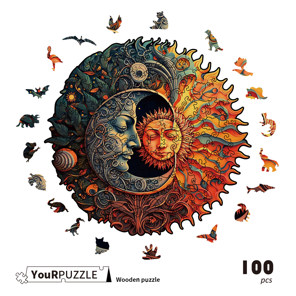 [積木共和國] 【YouRPUZZLE】星辰日月(檢驗合格 不規則木製拼圖 AI繪製), , large