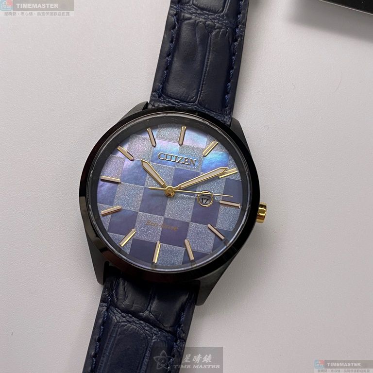 [星晴錶業]CITIZEN手錶,34mm,CI00012藍紫色錶面黑錶殼寶藍真皮皮革錶帶款, , large