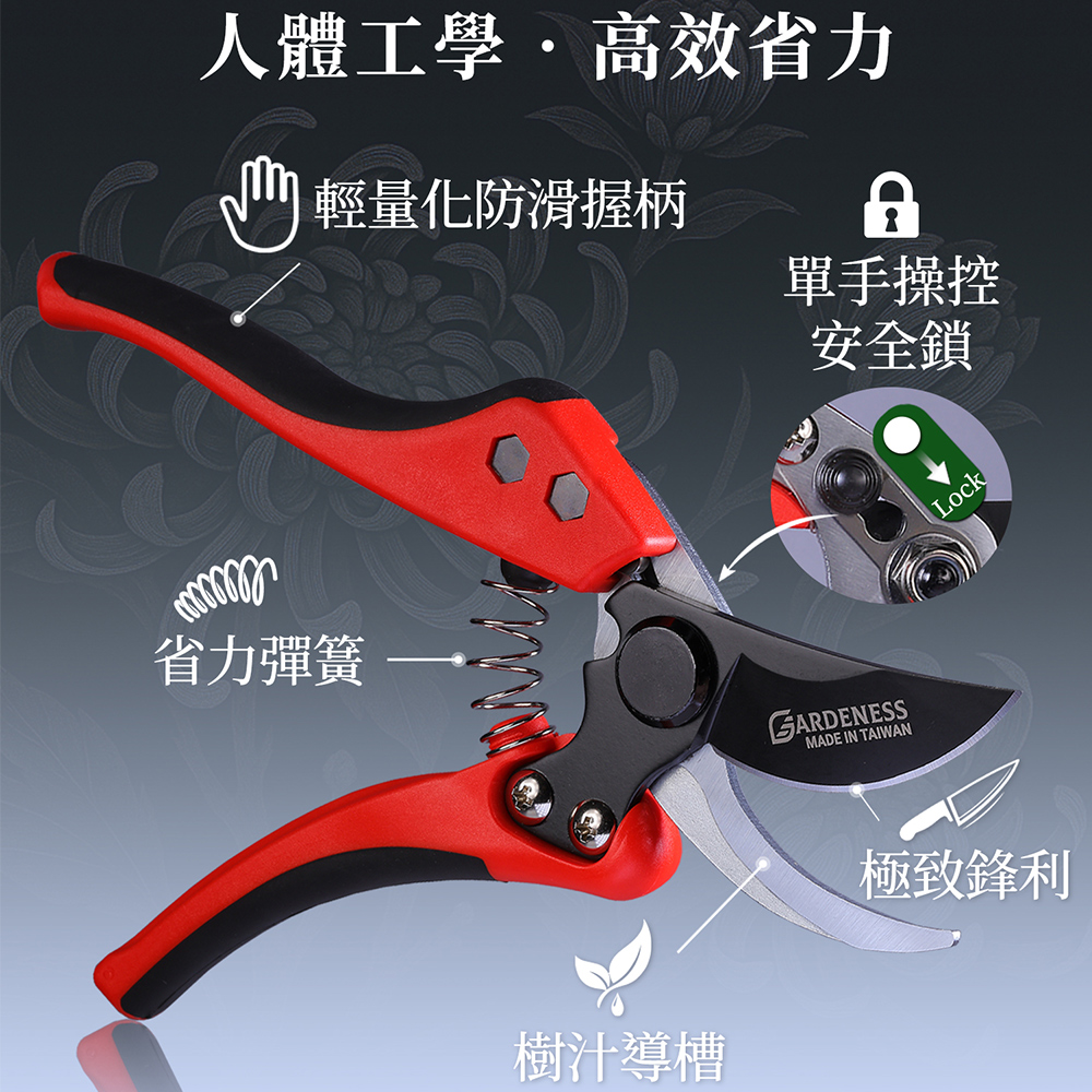 HC-801 防沾黏 Bypass 交錯式修枝剪 樹枝剪 花剪 防滑握柄 日本SK5 台灣製, , large