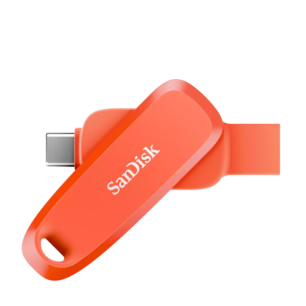 【SanDisk】Phone Drive DDC6 橘色 128G TYPE-C USB 3.2 雙用 OTG 旋轉隨身碟 讀取速度 100MB/s, , large
