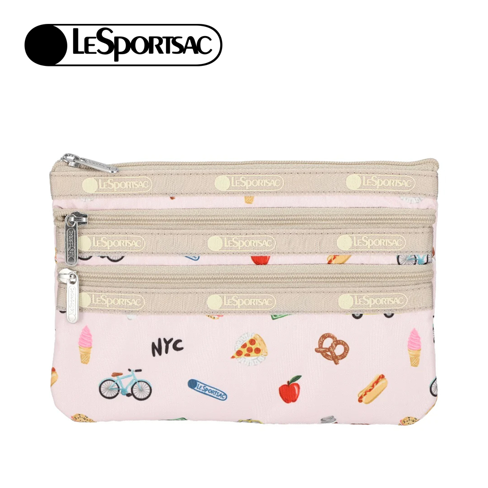 Lesportsac 3-Zip Cosmetic 三層拉鍊化妝包 收納包 盥洗包 女包(紐約城市插畫), , large